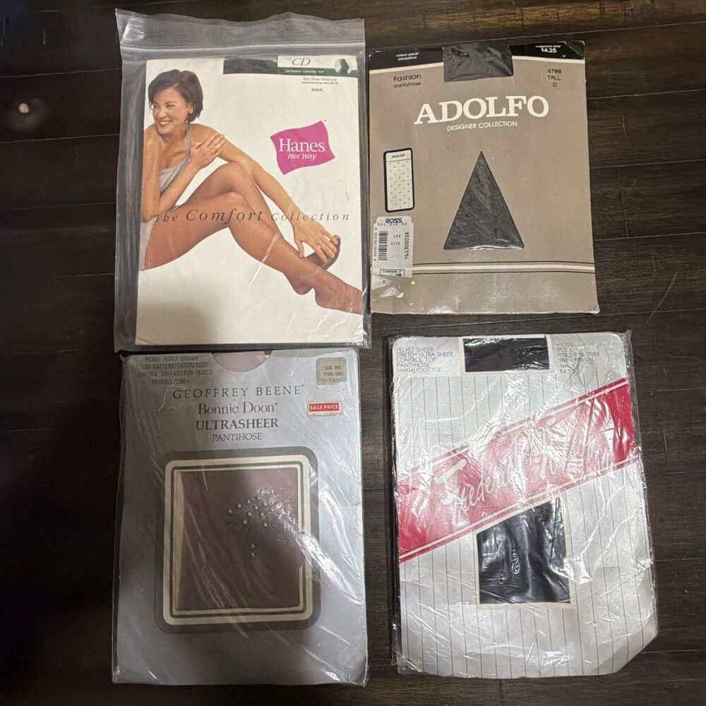 Lot of 4 Pantyhose Size C Hanes, Adolfo, Geoffrey Beene & Fredrick & Nelson